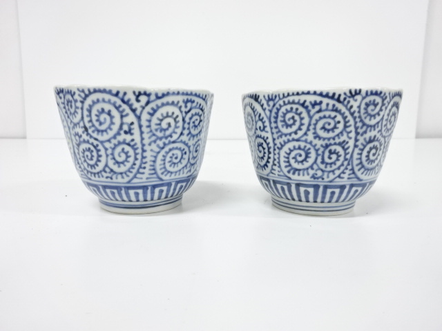 古伊万里　染付　蛸唐草　向付　2客